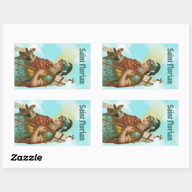 Sticker Rectangulaire St. Florian avec seau (Ciel clair; M 019) (Feuille)