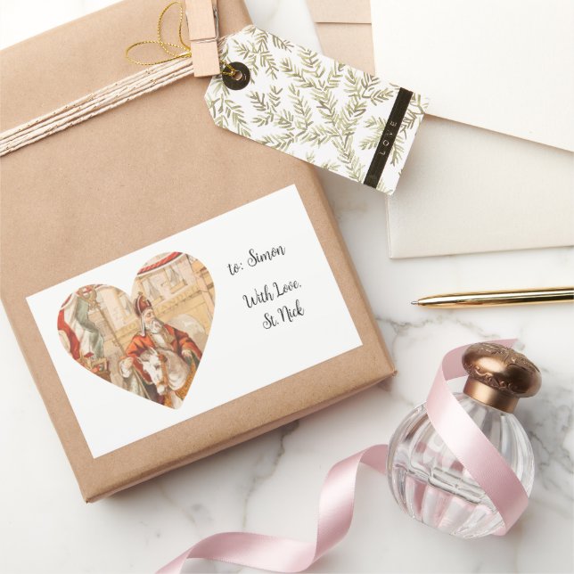 Sticker Rectangulaire St. Nicholas Heart Sinterklaas St. Nick's Day (Cadeaux)