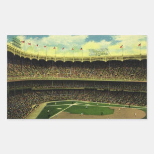 Sticker Rectangulaire Stade de baseball de sports vintage avec des foule
