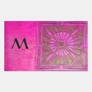 Sticker Rectangulaire STAR DU MATIN Rose, Fuchsia Black, Monogramme