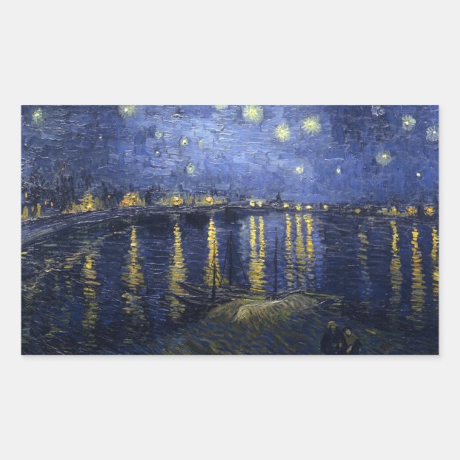 Sticker Rectangulaire Starry Night Over the Rhone - Van Gogh (1888) (Devant)
