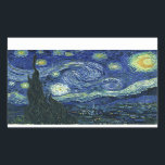 Sticker Rectangulaire Starry Night Vincent van Gogh Art Peinture<br><div class="desc">Vincent van Gogh (Néerlandais, 1853 - 1890) Starry Night, 1889, Huile sur toile Non encadré : 73 × 92 cm (28, 7 × 36, 2 po) Ce tableau représente la vue depuis la fenêtre est de la chambre d'asile de Van Gogh à Saint-Rémy-de-Provence, il ajoute un village aménagé. Il est...</div>