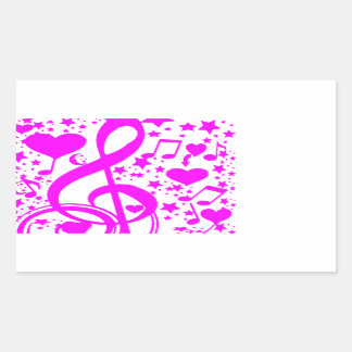 Sticker Rectangulaire Stars, Hearts et The music notes-Pink_