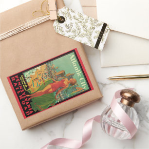 Sticker Rectangulaire Station balnéaire d'Atlantic City, voyage en train