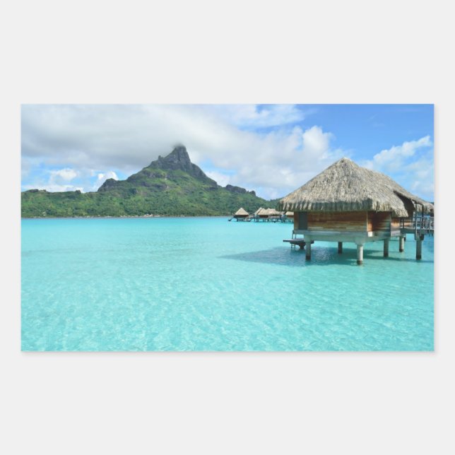 Sticker Rectangulaire Station balnéaire sur Bora Bora (Devant)