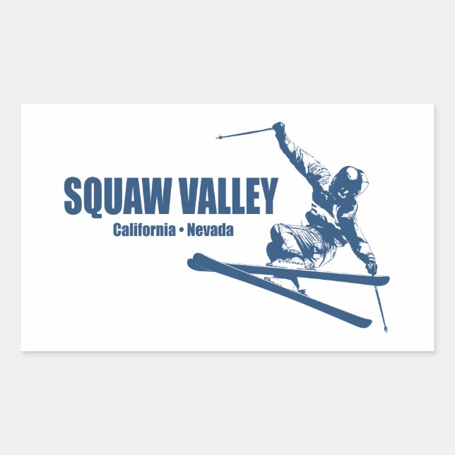 Sticker Rectangulaire Station de ski de Squaw Valley (Devant)