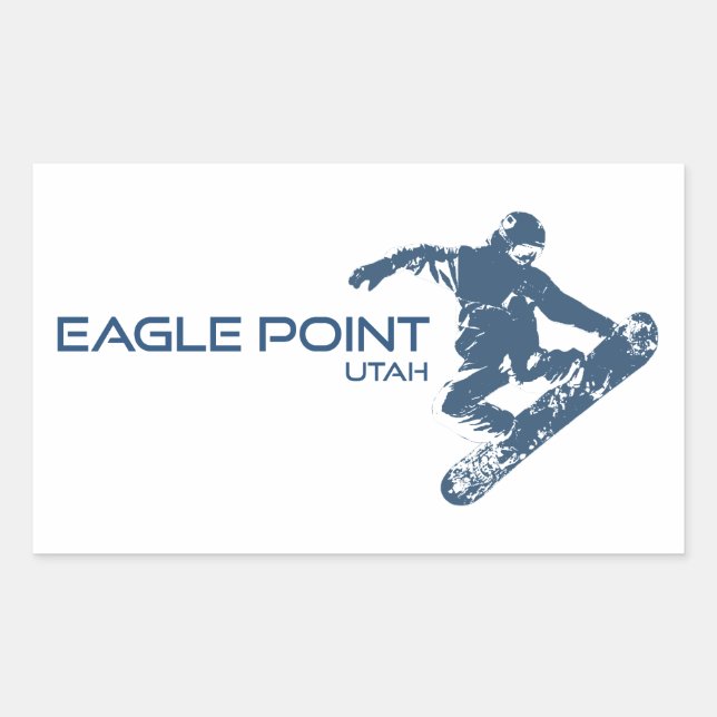 Sticker Rectangulaire Station de ski Eagle Point Utah Snowboardeur (Devant)