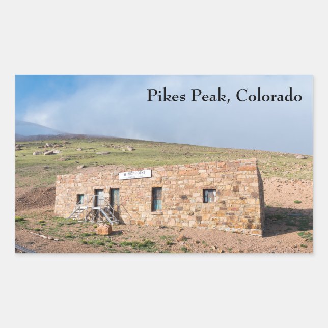 Sticker Rectangulaire Station House à Pikes Peak (Devant)