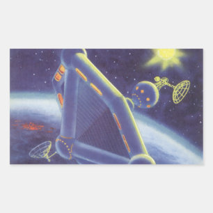 Sticker Rectangulaire Station spatiale orbitale de science-fiction vinta