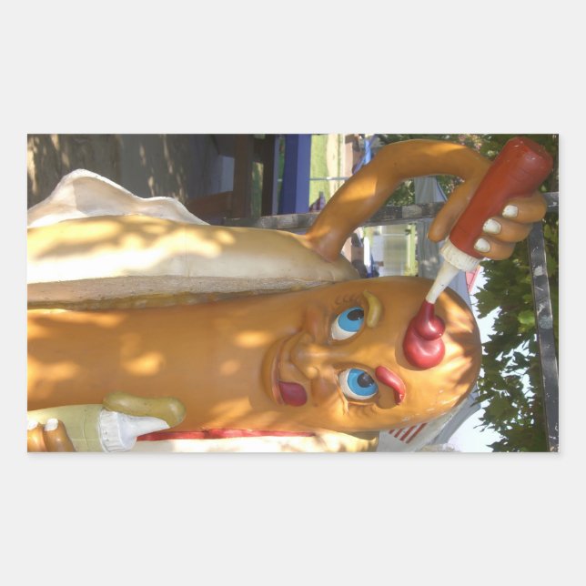 Sticker Rectangulaire Statue de Hot Dog Man (Devant)