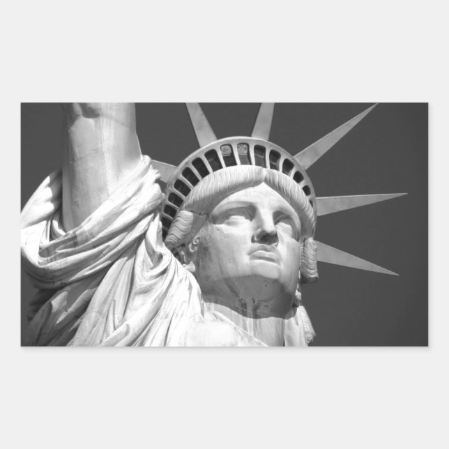 Sticker Rectangulaire Statue noire et blanche de la Liberté (Devant)