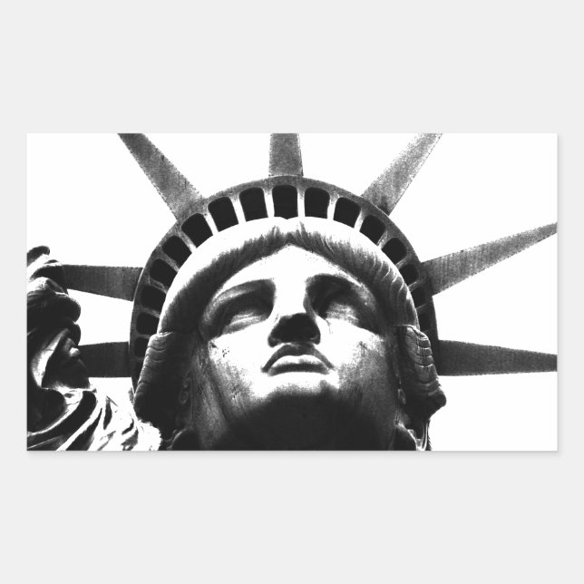 Sticker Rectangulaire Statue noire et blanche de la Liberté (Devant)