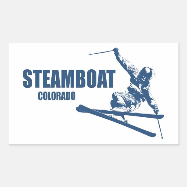 Sticker Rectangulaire Steamboat Springs Colorado Skier (Devant)