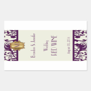 Sticker Rectangulaire Stick à vin Mariage de prune et de crème