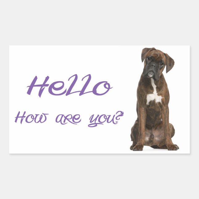 Sticker Rectangulaire Stick de salutation Chien Chien Chien de Boxer Hel (Devant)