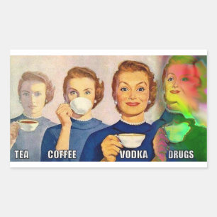 Sticker Rectangulaire sticker, thé, café, vodka, drogues