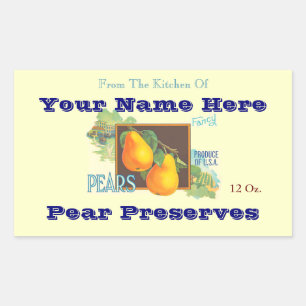 Sticker Rectangulaire Sticleur à cuisson Vintage modifiable à poires