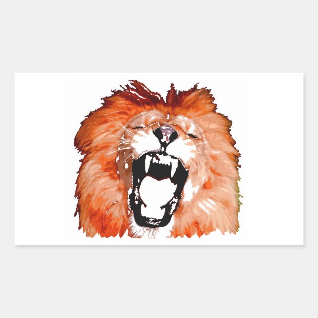 Sticker Rectangulaire Sticule Rectangle de rotation de lion (Devant)