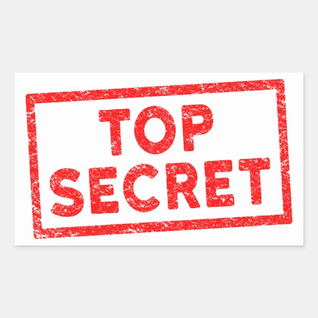 Sticker Rectangulaire Sticule rectangulaire en caoutchouc rouge Top Secr (Devant)
