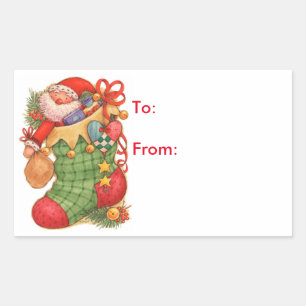 Sticker Rectangulaire Stockage de Noël - Balises cadeaux