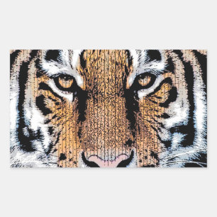 Sticker Rectangulaire Style de presse graphique Bold Tiger Portrait