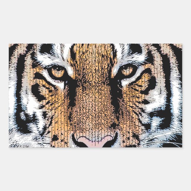 Sticker Rectangulaire Style de presse graphique Bold Tiger Portrait (Devant)