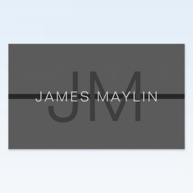 Sticker Rectangulaire Stylé Masculin Gris Foncé Nom & Monogramme  (Créateur téléchargé)