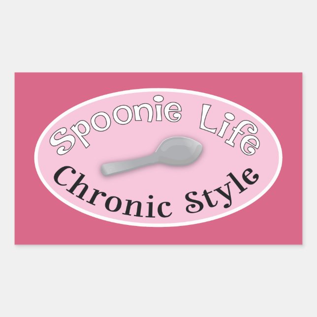 Sticker Rectangulaire Style Spoonie - Rose (Devant)