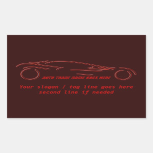 Sticker Rectangulaire Stylisé Sportscar - brillant rouge neon design aut