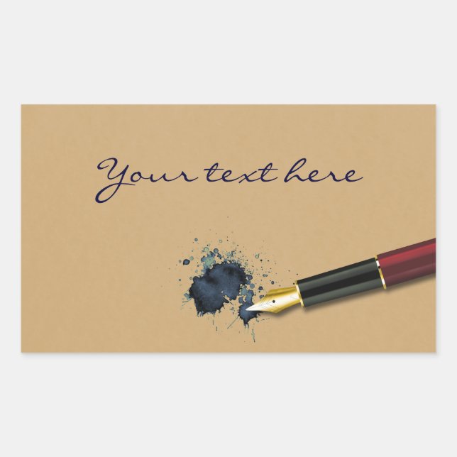Sticker Rectangulaire Stylo Fontaine de remplissage avec Fente d'encre - (Devant)