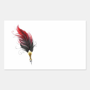 Sticker Rectangulaire Stylo rouge en plumes avec nib or