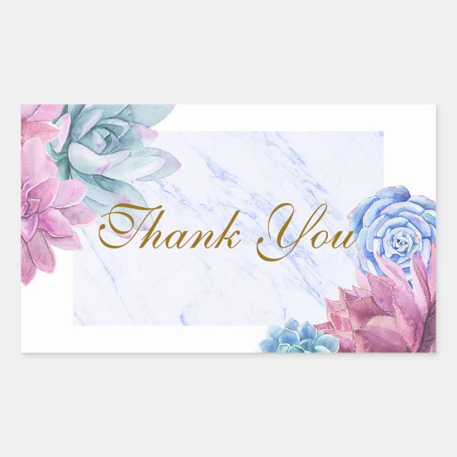 Sticker Rectangulaire Succulentes Mariage Chic Fête Cadeau Fiesta (Devant)