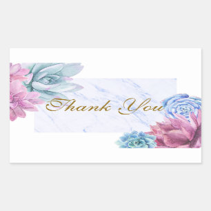 Sticker Rectangulaire Succulents Marbre Chic Fête des mariées Fiesta Fav