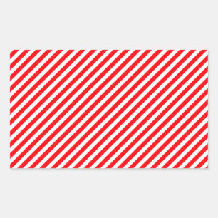 Sticker Rectangulaire Sucre de canne diagonale - Noël rouge et blanc