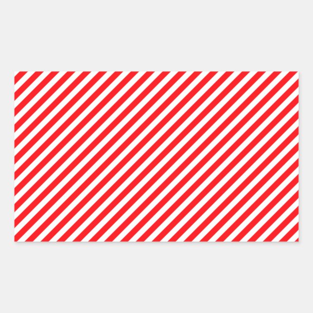 Sticker Rectangulaire Sucre de canne diagonale - Noël rouge et blanc (Devant)