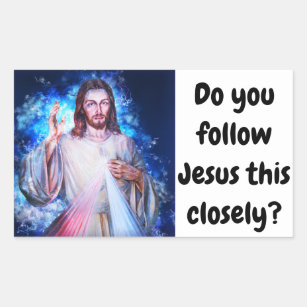 Sticker Rectangulaire Suivez-vous Jésus ceci de près ? Adhésif pour
