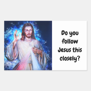 Sticker Rectangulaire Suivez-vous Jésus ceci de près ? Adhésif pour