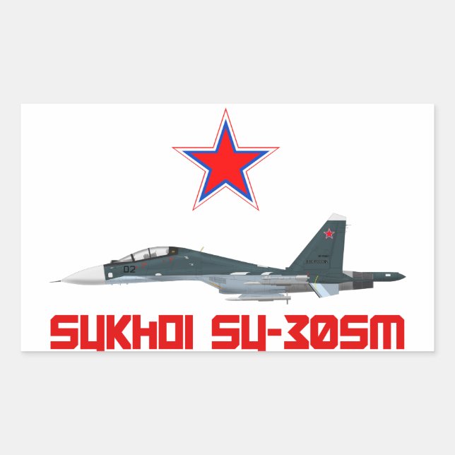 Sticker Rectangulaire Sukhoi Su-30SM Russian Air Force VKS (Devant)