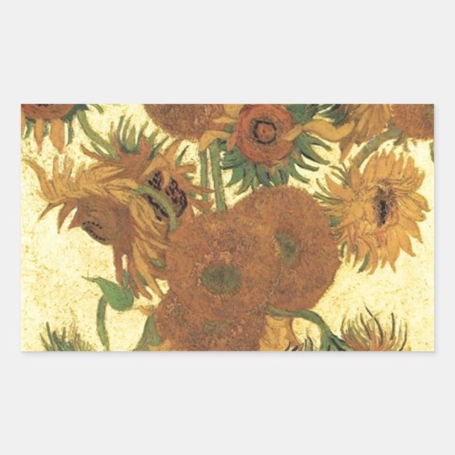 Sticker Rectangulaire Sunflowers par Van Gogh (Devant)