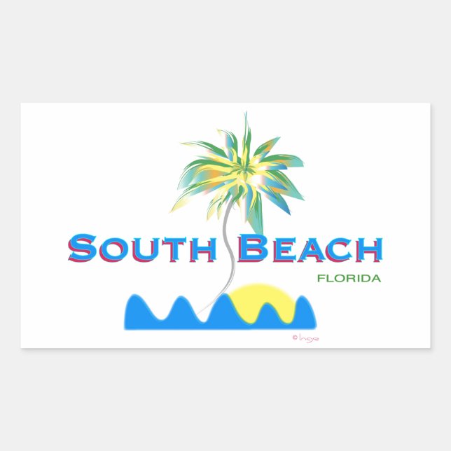 Sticker Rectangulaire Sunny South Beach, Floride (Devant)