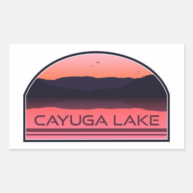 Sticker Rectangulaire Sunrise rouge du lac Cayuga New York (Devant)