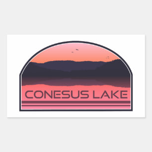 Sticker Rectangulaire Sunrise rouge du lac Conesus New York
