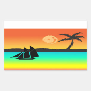 Sticker Rectangulaire Sunset de l'île