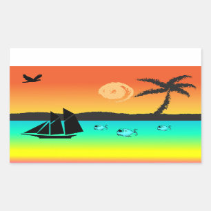 Sticker Rectangulaire Sunset de l'île