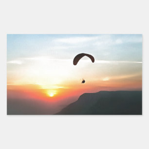 Sticker Rectangulaire Sunset Paraglide Wanderlust Extreme Sports Art