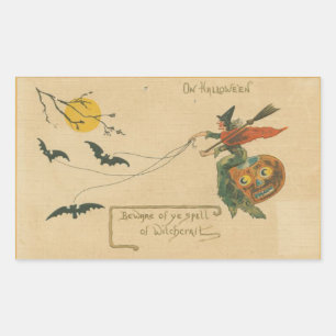 Sticker Rectangulaire Sur Halloween Attention à la Vintage de la cuisine