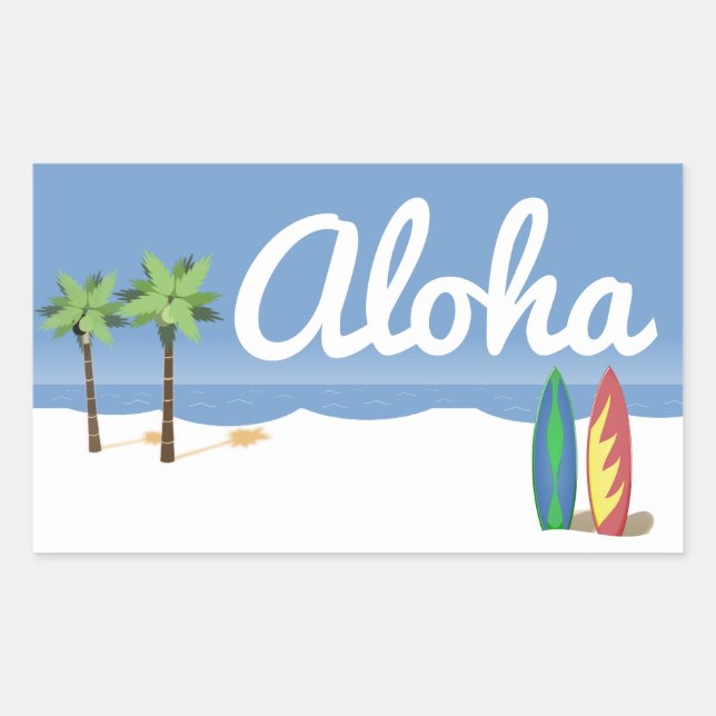 Sticker Rectangulaire Surf Aloha (Devant)