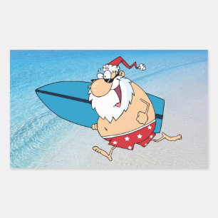 Sticker Rectangulaire surf père Noël