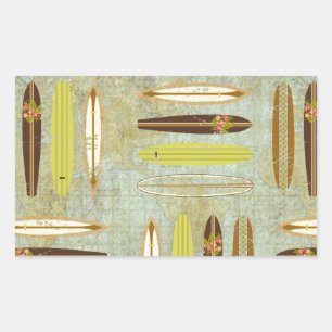 Sticker Rectangulaire Surf ! vintage, distressed surfboard design