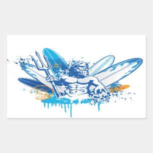 Sticker Rectangulaire surfer de poseidon
